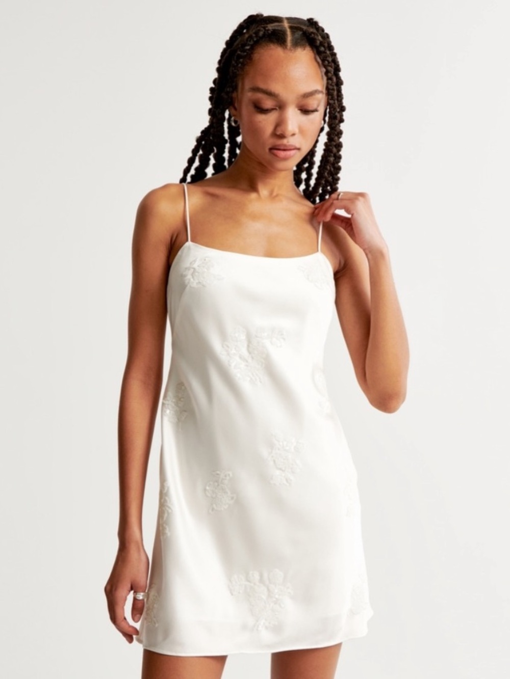 NWT Abercrombie & Fitch Embroidered Slip Mini Dress White XL Bridal